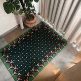 Hedgerow Dark forest green rug in living space.