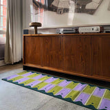 Green and purple ladder runner rug
