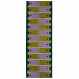 Green and Purple Ladder Runner Rug with a checkered pattern and dark green navy border