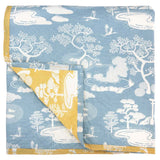Blue & Yellow Cotton Quilted Baby Quilt Blanket