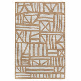 Mustard flatweave wool rug handwoven with a natural, organic graphic pattern inspired by timber framed Tudor buildings.