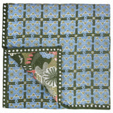 Blue and Green Baby Quilt Handprinted with Patterns inspired by Lodhi Gardens in India