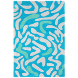 Blue and Green Rug hand tufted in an abstract Lagoon inspired pattern.
