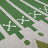 Detail of Green Darjeeling Stripe Rug Handwoven with wool