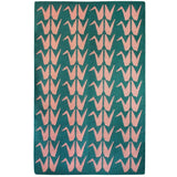 Green and Pink Flatweave Crane Rug