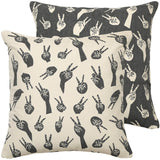 Grey Peace Hands Woven Cushion Cover