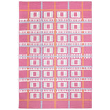 Pink Labourdonnais Flatweave Rug handwoven with a checkered grid pattern inspired architecture.