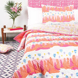 Bedroom with Lavender purple Evil Eye flatweave rug