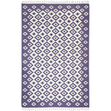 Lavender Evil Eye Flatweave Rug handwoven with wool in purple tones.