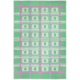 Green Labourdonnais Flatweave Rug handwoven with a checkered grid design