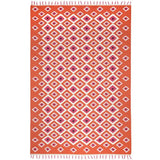 Orange Evil Eye Flatweave Wool Rug