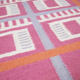 Detail of Pink Labourdonnais Flatweave Rug handwoven using NZ wool