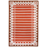 Rust Stripe Rug handwoven with decorative border in warm tones of rust orange, red and brown.