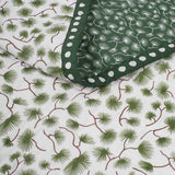 Cotton Baby Quilt handprinted with green pine leaf print