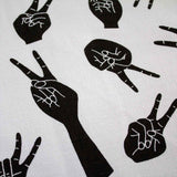 White Peace Hands Fabric