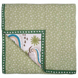 Reversible Winding Roads Cotton Baby Quilt with light green 'mini pine' print perfect for a nature inspired nursery.