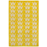 Yellow Rug handwoven with light grey geometric Crane motif