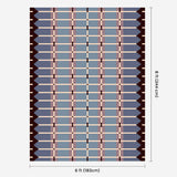 Pigeon Blue flatweave wool rug digital mock-up showing 6ft x 8ft (approx 180 x 245cm) size for scale.