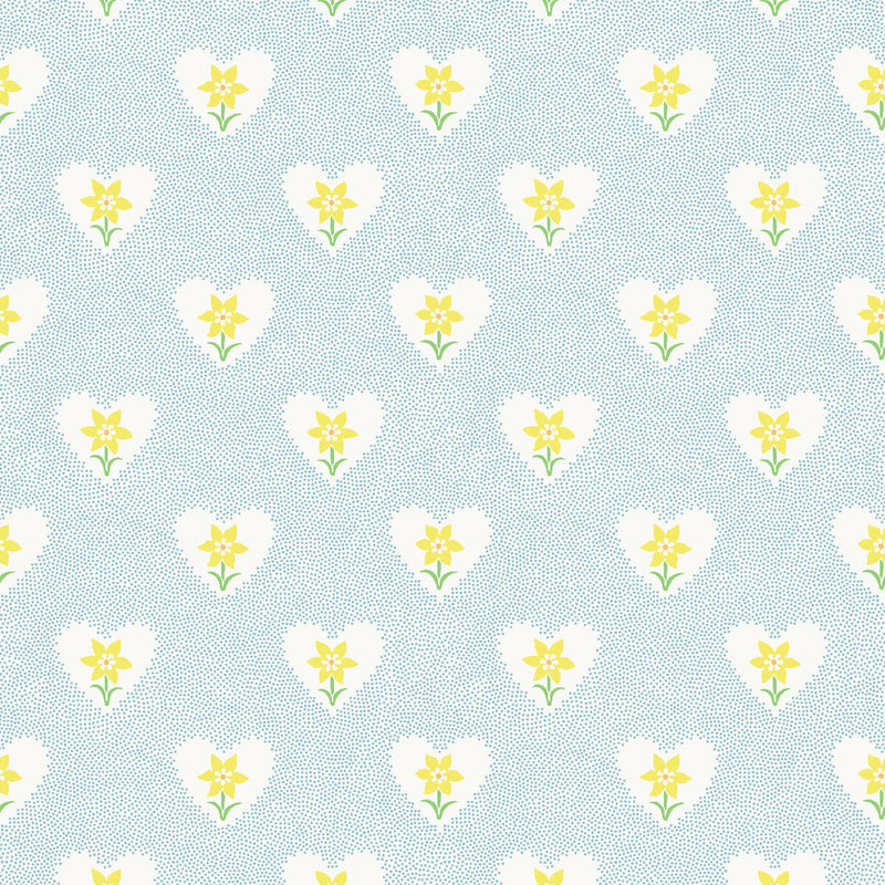 Daffodil Hearts Wallpaper - Sky Blue