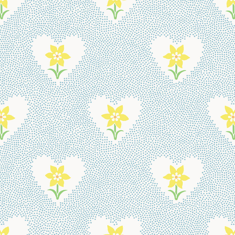 Daffodil Hearts Wallpaper - Sky Blue