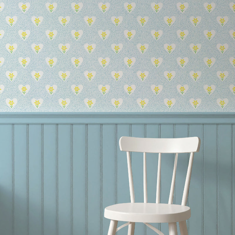 Daffodil Hearts Wallpaper - Sky Blue