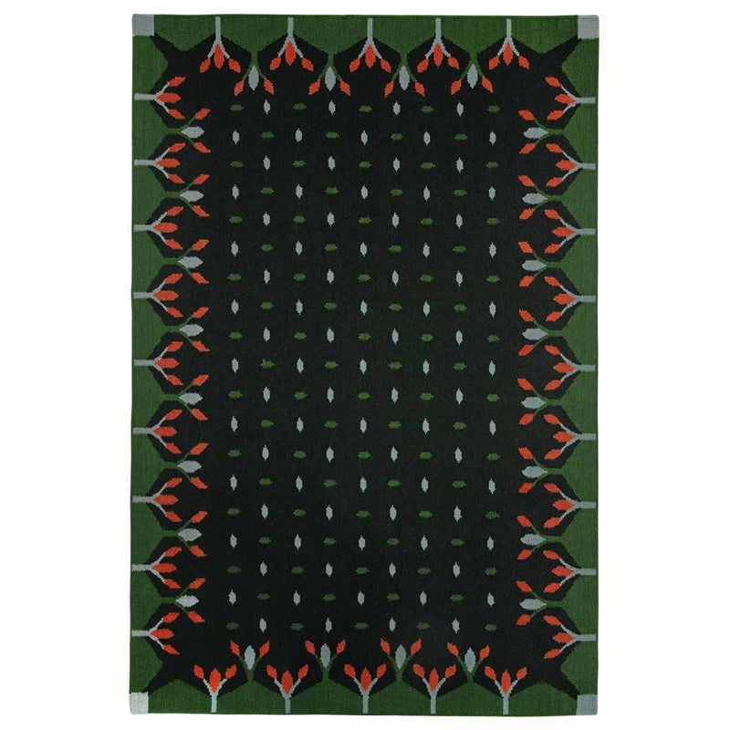Hedgerow Flatweave Rug - Forest Green