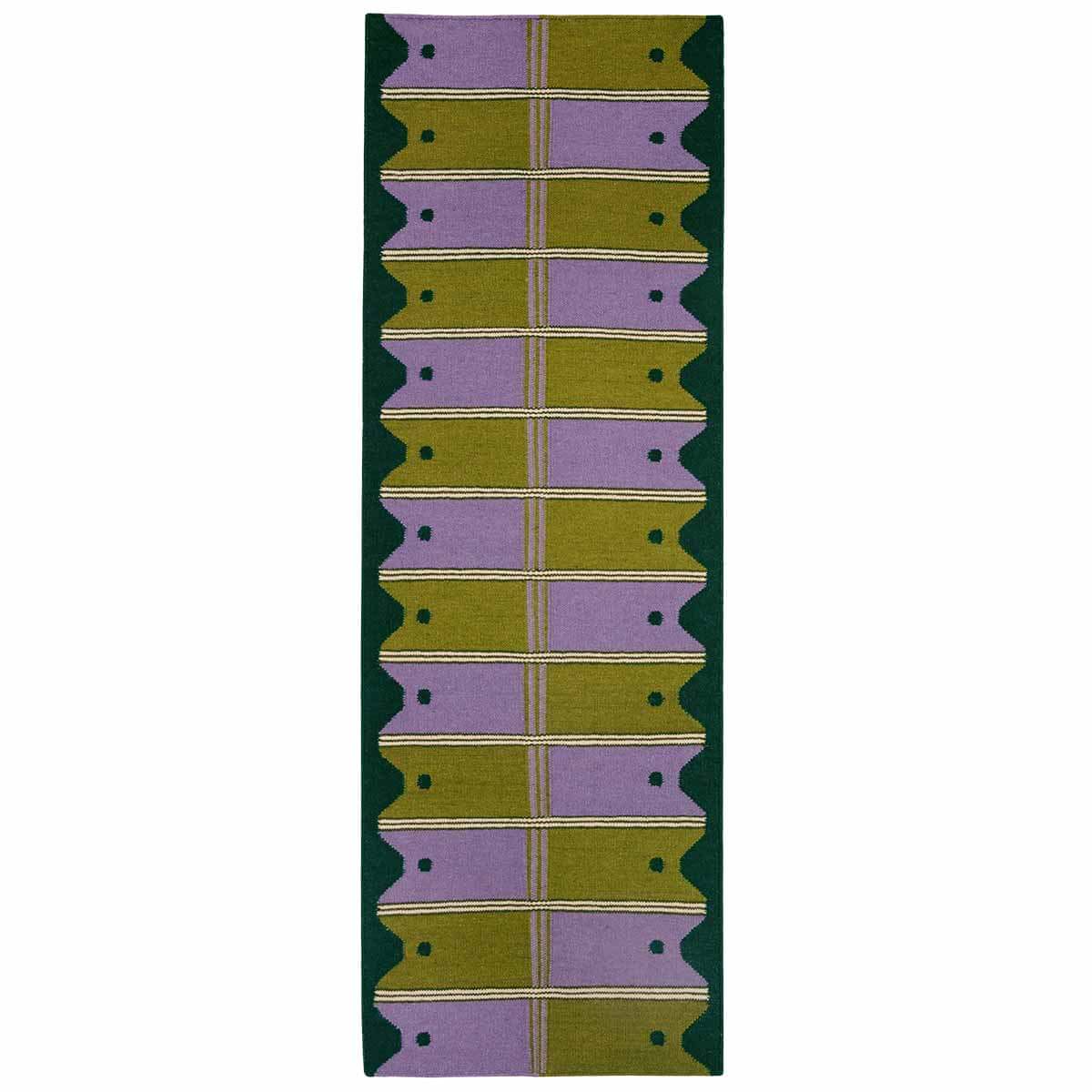 Ladder Flatweave Runner Rug - Green and Purple – Safomasi
