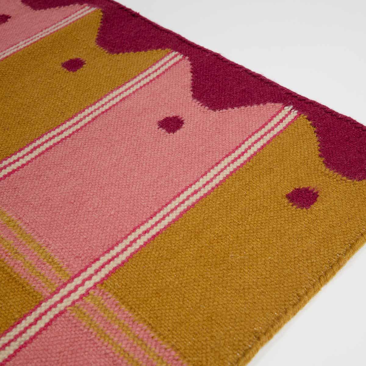 Ladder Wool Flatweave Runner Rug - Pink and Yellow – Safomasi