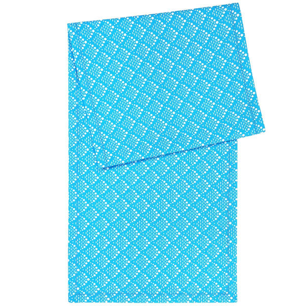 Blue Solid Fish Scale Table Runner