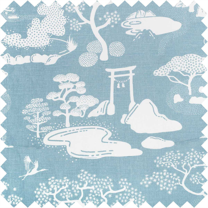 Dusty Blue Zen Onsen Garden Fabric