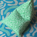 Blue and Green Lagoon Rug with Green Bean bag