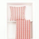 Coral Crane Woven Cushion Cover