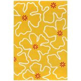 Yellow Hibiscus Rug handtufted with a contemporary floral motif