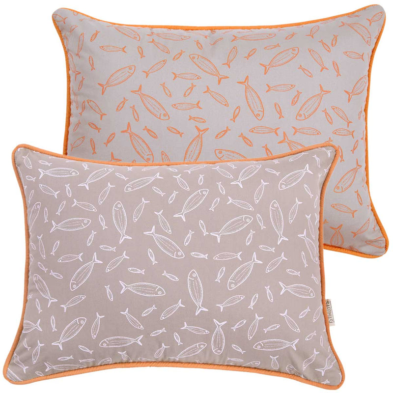 Grey Fish Print Cushion Cover