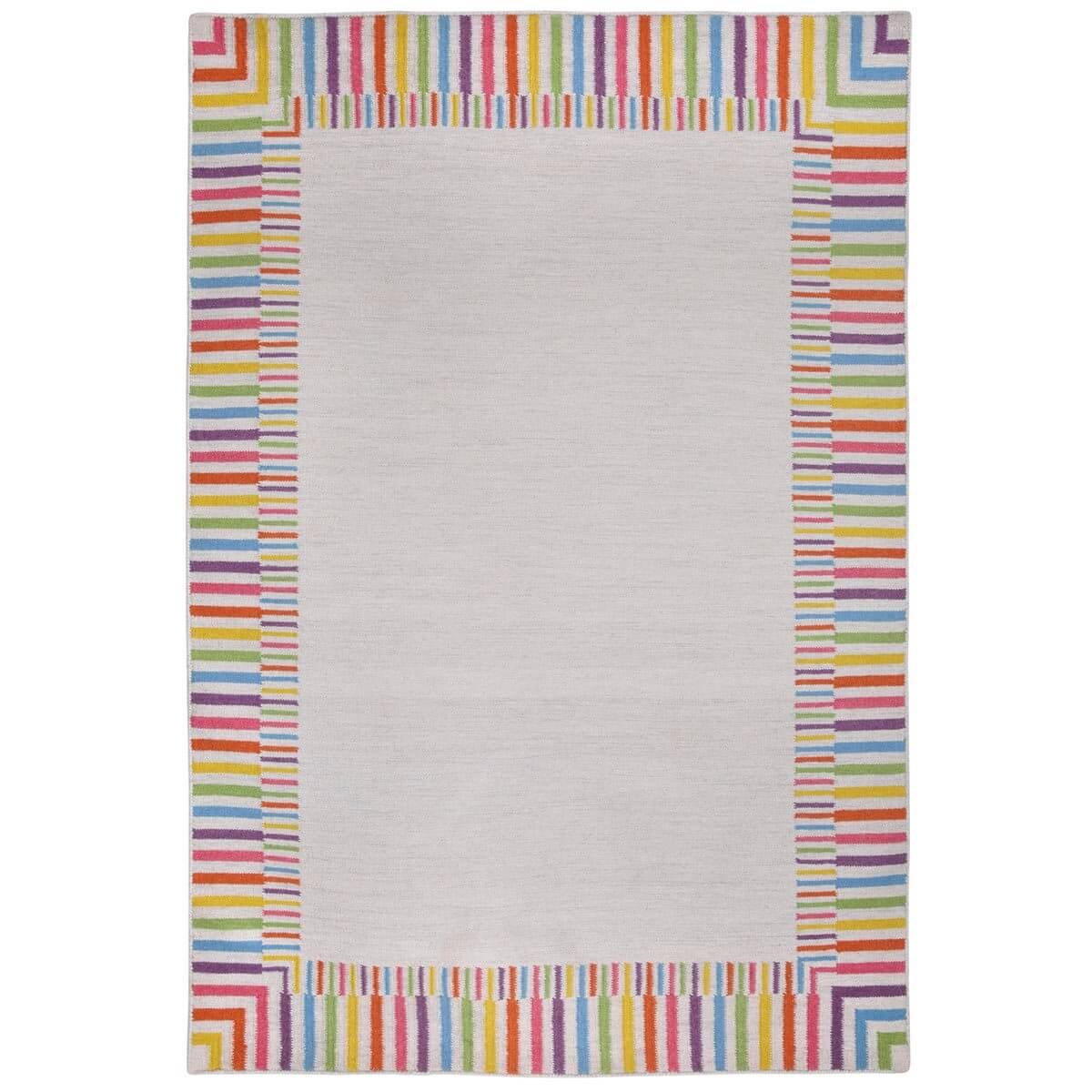 Rainbow Rug | Multicolour Flatweave Border Rug – Safomasi