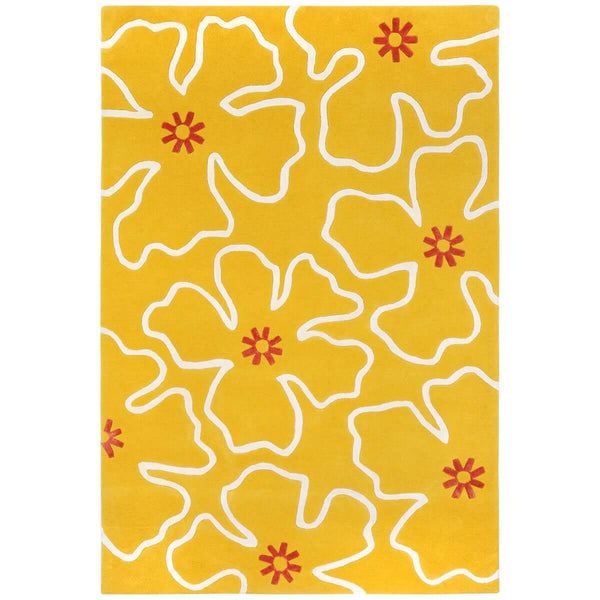 Hibiscus Hand Tufted Rug - Yellow